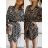 Šaty košeľové s opaskom dlhý rukáv dámske (S/M ONE SIZE) TALIANSKA MÓDA IMWC232794