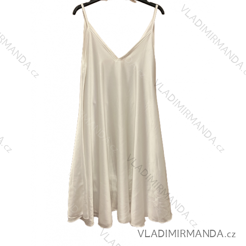 Šaty letné na ramienka dámske (S/M ONE SIZE) TALIANSKA MÓDA IMPMD23107a-06023/DU S/M biela