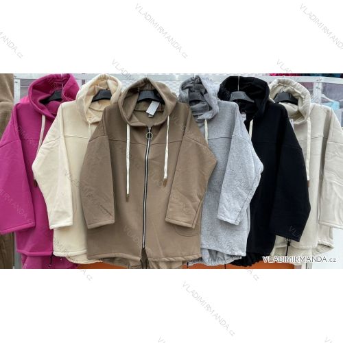 Mikina teplá oversize na zips s kapucňou dlhý rukáv dámska nadrozmer (XL/2XL ONE SIZE) IMWC232841