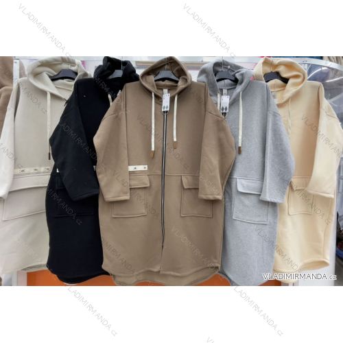 Mikina teplá oversize na zips s kapucňou dlhý rukáv dámska nadrozmer (XL/2XL ONE SIZE) IMWAC232842