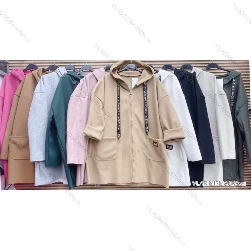 Mikina teplá oversize na zips s kapucňou dlhý rukáv dámska nadrozmer (XL/2XL ONE SIZE) IMWAC232843