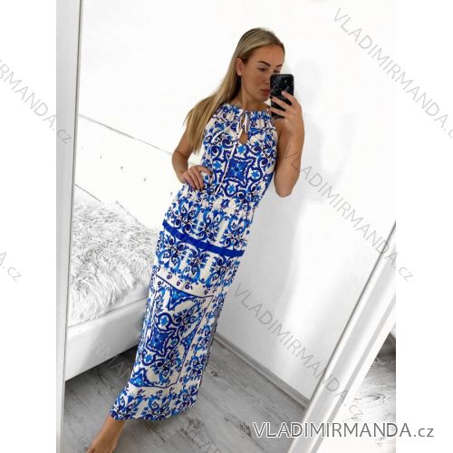 Šaty dlhé letné icecool bez rukávov dámske (M/L/XL ONE SIZE) TALIANSKA MÓDA IMM23M13981A