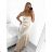 Šaty dlhé elegantné na ramienka dámske (S/M ONE SIZE) TALIANSKA MODA IM323013/DU   béžová   S/M