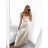 Šaty dlhé elegantné na ramienka dámske (S/M ONE SIZE) TALIANSKA MODA IM323013/DU   béžová   S/M