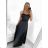Šaty dlhé elegantné na ramienka dámske (S/M ONE SIZE) TALIANSKA MODA IM323013/DU   béžová   S/M