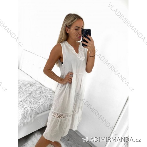 Šaty voľnočasové bez rukávu dámske nadrozmer (XL/2XL ONE SIZE) TALIANSKA MóDA IM423ERIKA/DU XL/2XL biela