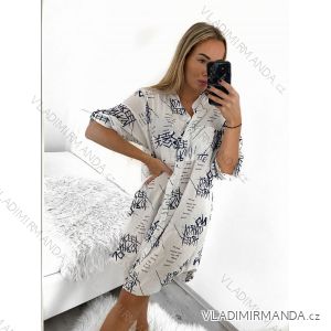 Šaty košeľové 3/4 dlhý rukáv dámske (XL/2XL ONE SIZE) TALIANSKA MóDA IM423CENE/DU