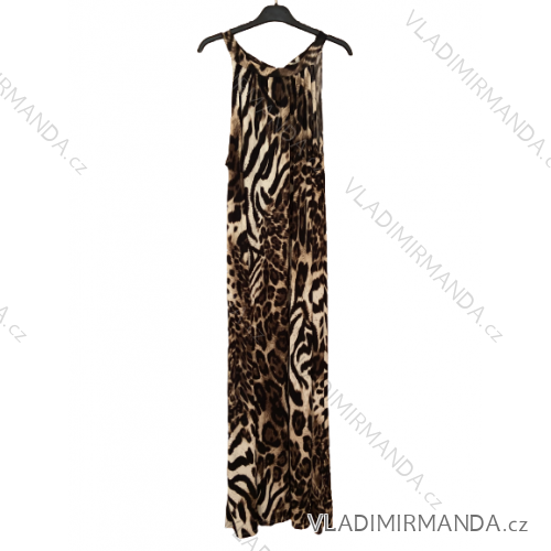 Šaty dlhé bez rukávov letné icecool dámske (S/M/L ONE SIZE) TALIANSKA MÓDA IMM22M2942-18/DUR M / L hnedá