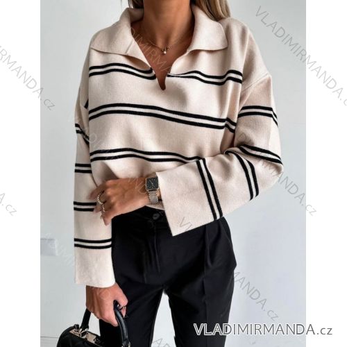 Sveter dlhý rukáv dámsky prúžok (S/M ONE SIZE) TALIANSKA MÓDA IMWE233121