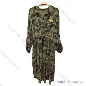 Šaty košeľové dlhý rukáv dámske nadrozmer maskáč (XL/2XL/3XL ONE SIZE) TALIANSKA MÓDA IMC22775