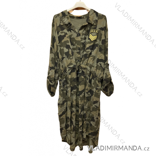 Šaty košeľové dlhý rukáv dámske nadrozmer maskáč (XL/2XL/3XL ONE SIZE) TALIANSKA MÓDA IMC22775