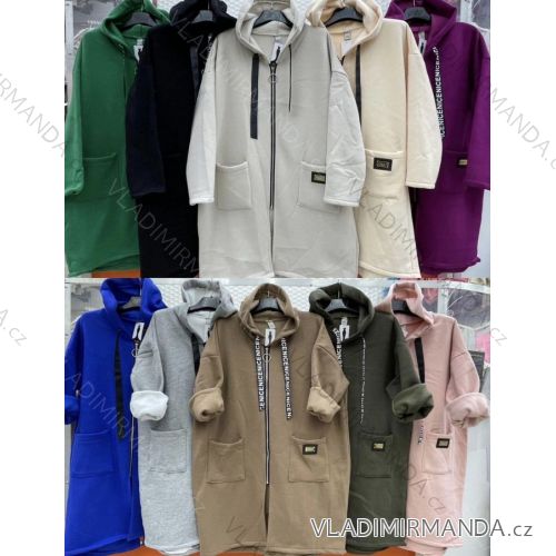 Kabát s kapucňou dlhý rukáv dámsky nadrozmer (XL/2XL ONE SIZE) TALIANSKA MÓDA IMWCW23003