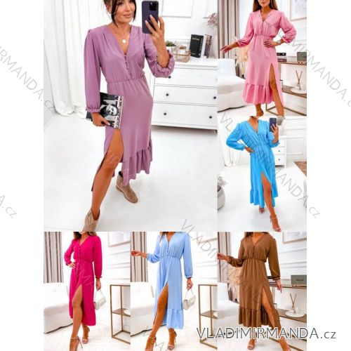 Šaty dlhé elegantný dlhý rukáv dámske (S/M ONE SIZE) TALIANSKA MÓDA IMWGB233194
