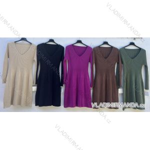 Šaty úpletové teplé dlhý rukáv dámske (S/M ONE SIZE) TALIANSKA MÓDA IMD23570