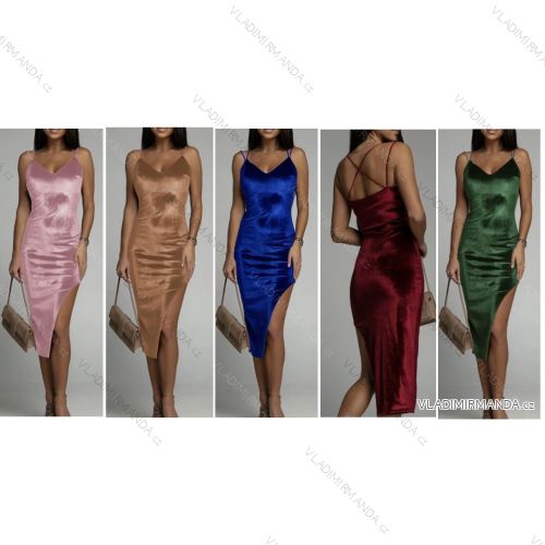 Šaty zamatové na ramienka dámske (S/M ONE SIZE) TALIANSKA MÓDA IMWB23518