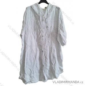 Šaty mušelínové košeľové letný krátky rukáv dámske (S/M/L ONE SIZE) TALIANSKA MÓDA IMD23605
