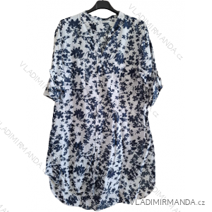 Šaty košeľové 3/4 dlhý rukáv dámske nadrozmer (XL/2XL ONE SIZE) TALIANSKA MÓDA IMD23607/DUR