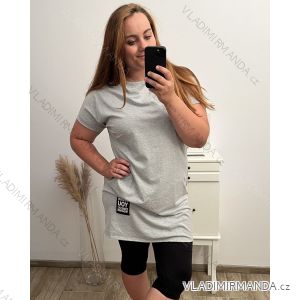 Šaty klasik s nášivkou krátky rukáv dámske (XL/2XL/3XL ONE SIZE) TALIANSKA MÓDA IMD23378