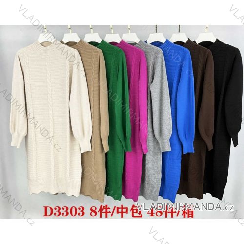 Šaty úpletové so stojačikom dlhý rukáv dámske (S/M ONE SIZE) MB2123D3303
