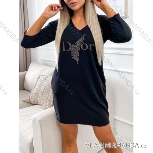 Šaty dlhý rukáv dámske (S/M/L ONE SIZE) TALIANSKA MÓDA IMD23679