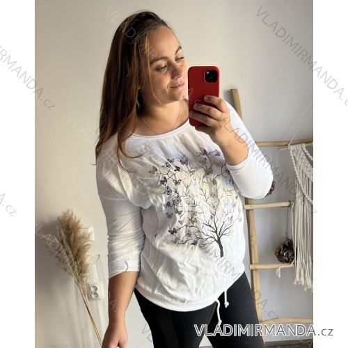 Tunika dlhý rukáv dámska (XL/2XL ONE SIZE) TALIANSKA MóDA IM423BUTERFLY