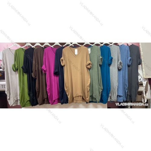 Šaty dlhý rukáv dámske nadrozmer (3XL/4XL ONE SIZE) TALIANSKA MÓDA IMWQ233686