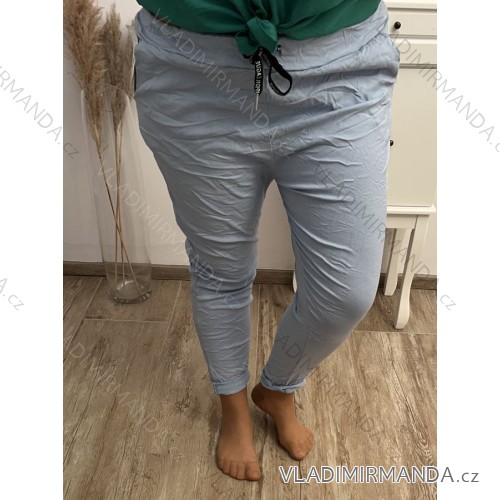 Nohavice dlhé strečové dámske nadrozmer (XL/2XL/3XL ONE SIZE) TALIANSKA MÓDA IMWQ23034/DUR XL/2XL svetlo modrá