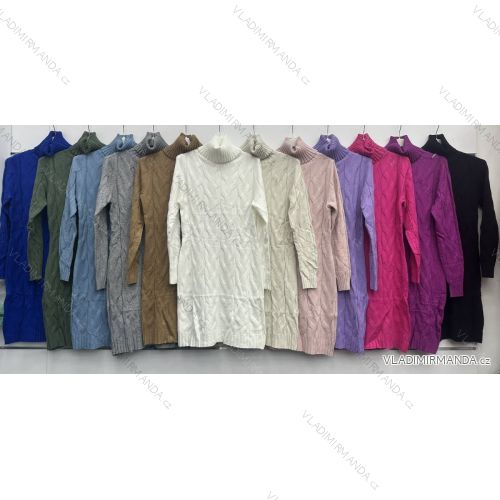 Šaty úpletové s rolákom dlhý rukáv dámske (S/M ONE SIZE) TALIANSKA MÓDA IMWBH233561