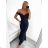 Šaty dlhé elegantné spoločenské trblietavé carmen dámske (S/M ONE SIZE) TALIANSKA MÓDA IMM2251196/DU S/M šedá svetlá