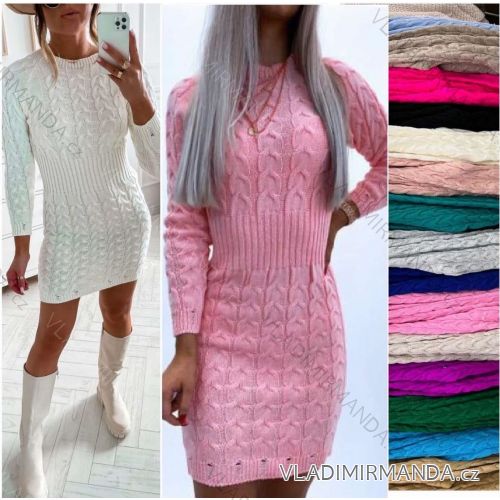 Šaty pletené dlhý rukáv dámske (S/M ONE SIZE) TALIANSKA MÓDA IMWM233753