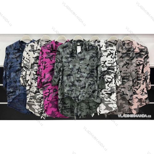 Košeľa dlhý rukáv dámska maskáč (S/M ONE SIZE) TALIANSKA MÓDA IMWD233451