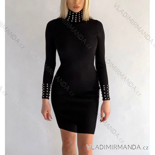 Šaty úpletové elegantné s rolákom dlhý rukáv dámske (S/M ONE SIZE) TALIANSKA MÓDA IMWD233456