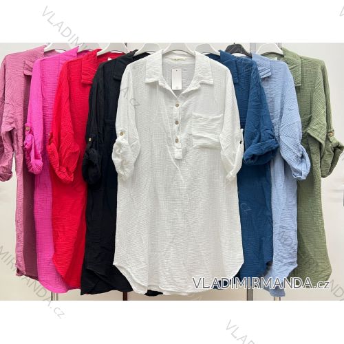 Tunika mušelínová dlhý rukáv dámska nadrozmer (XL/2XL ONE SIZE) TALIANSKA MóDA IM423552
