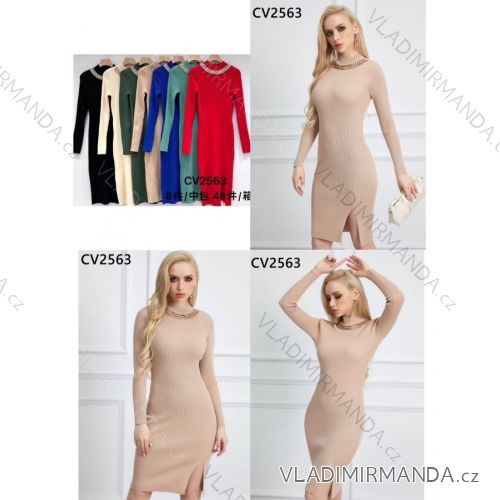 Šaty strečové s rolákem dlhý rukáv dámske (S/M ONE SIZE) MB2123557