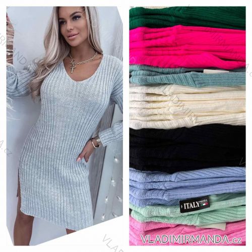 Šaty pletené dlhý rukáv dámske (S/M ONE SIZE) TALIANSKA MÓDA IMWM233804