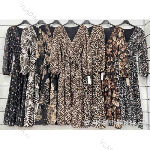 Šaty dlhé elegantný dlhý rukáv dámske (S/M ONE SIZE) TALIANSKA MÓDA IMWP233476