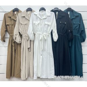 Šaty dlhé košeľové dlhý rukáv dámske (S/M ONE SIZE) TALIANSKA MÓDA IMWP233480
