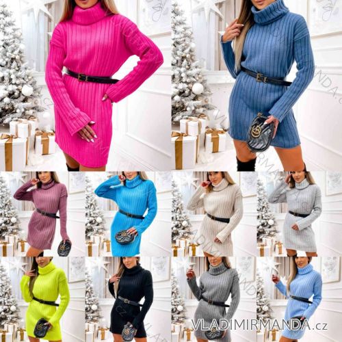 Šaty úpletové s rolákom dlhý rukáv dámske (S/M ONE SIZE) TALIANSKA MÓDA IMWK23CL221981