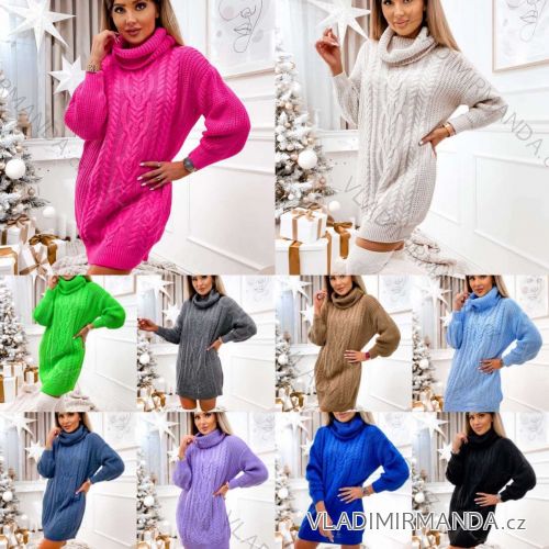 Šaty úpletové s rolákom dlhý rukáv dámske (S/M ONE SIZE) TALIANSKA MÓDA IMWK23CL22180