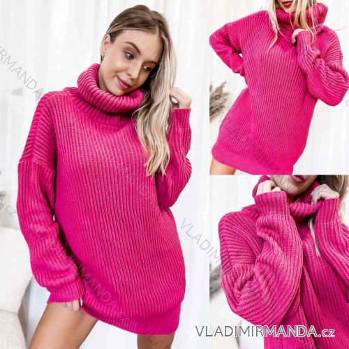 Šaty úpletové s rolákom dlhý rukáv dámske (S/M ONE SIZE) TALIANSKA MÓDA IMWK233540