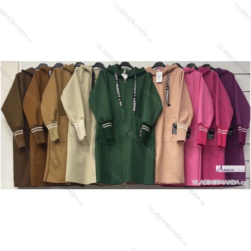 Kabát flaušový na zips dámsky (S/M ONE SIZE) TALIANSKA MÓDA IMWAD233319