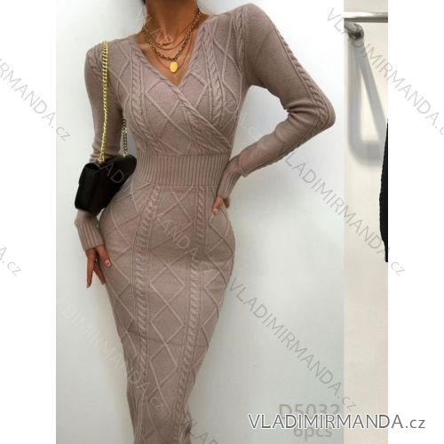 Šaty elegantné dlhé úpletové dámske (S/M ONE SIZE) TALIANSKA MÓDA IMWAC23D5032