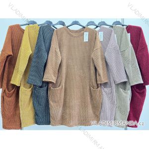 Šaty pletené alá sveter predĺžený dlhý rukáv dámske nadrozmer (XL/2XL ONE SIZE) TALIANSKA MÓDA IM423676