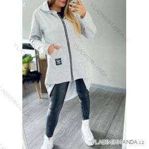 Mikina predĺžená dlhý rukáv na zips s kapucňou dámska (L/XL ONE SIZE) TALIANSKA MÓDA IMD23607