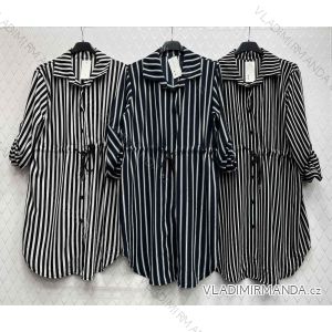Šaty košeľové dlhý rukáv dámske prúžok (S/M ONE SIZE) TALIANSKA MÓDA IMWD232605