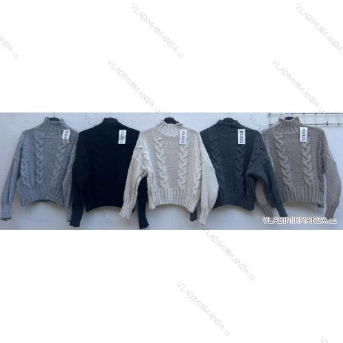 Sveter pletený s rolákom dlhý rukáv dámsky (L/XL ONE SIZE) TALIANSKA MÓDA IMD23623