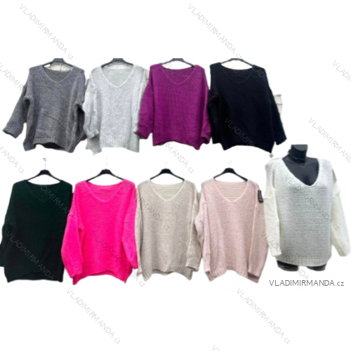 Sveter pletený dlhý rukáv dámsky nadrozmer (L/XL ONE SIZE) TALIANSKA MÓDA IMD23628