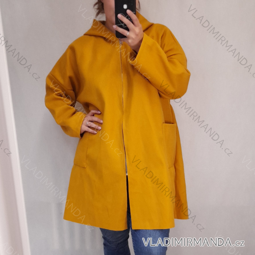 Kabát flaušový na zips s kapucňou dámsky nadrozměr (4XL/5XL / 6XLONE SIZE) TALIANSKÁ MÓDA IMD23548
