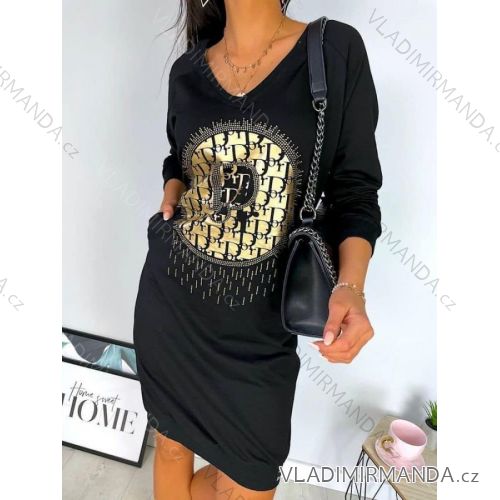 Šaty dlhý rukáv dámske (S/M ONE SIZE) TALIANSKA MÓDA IMD23554