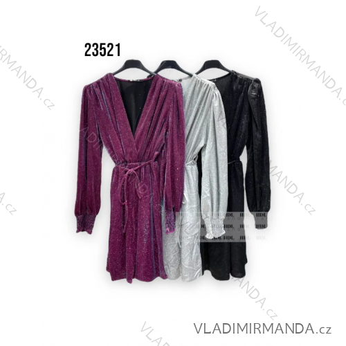 Šaty spoločenské trblietavé dlhý rukáv dámske (S/M ONE SIZE) TALIANSKA MÓDA IMPHD2323521